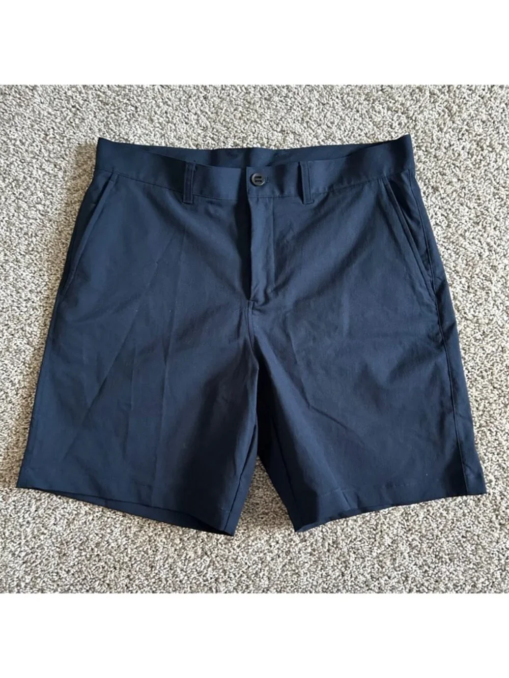 Lululemon Men's Sz 36 Relaxed Fit Twill Navy Shorts Pockets -Lightweight